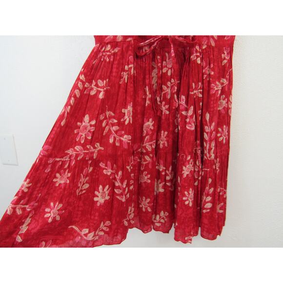 Phool Small Cotton Pink and Red Floral Print Dress Vintage 90s Sleeveless Button - Picture 4 of 7